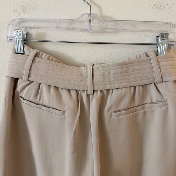 Quince Stretch Crepe Paperbag Pants Sand Off White Belted Waist size 10 NWT - Picture 14 of 16